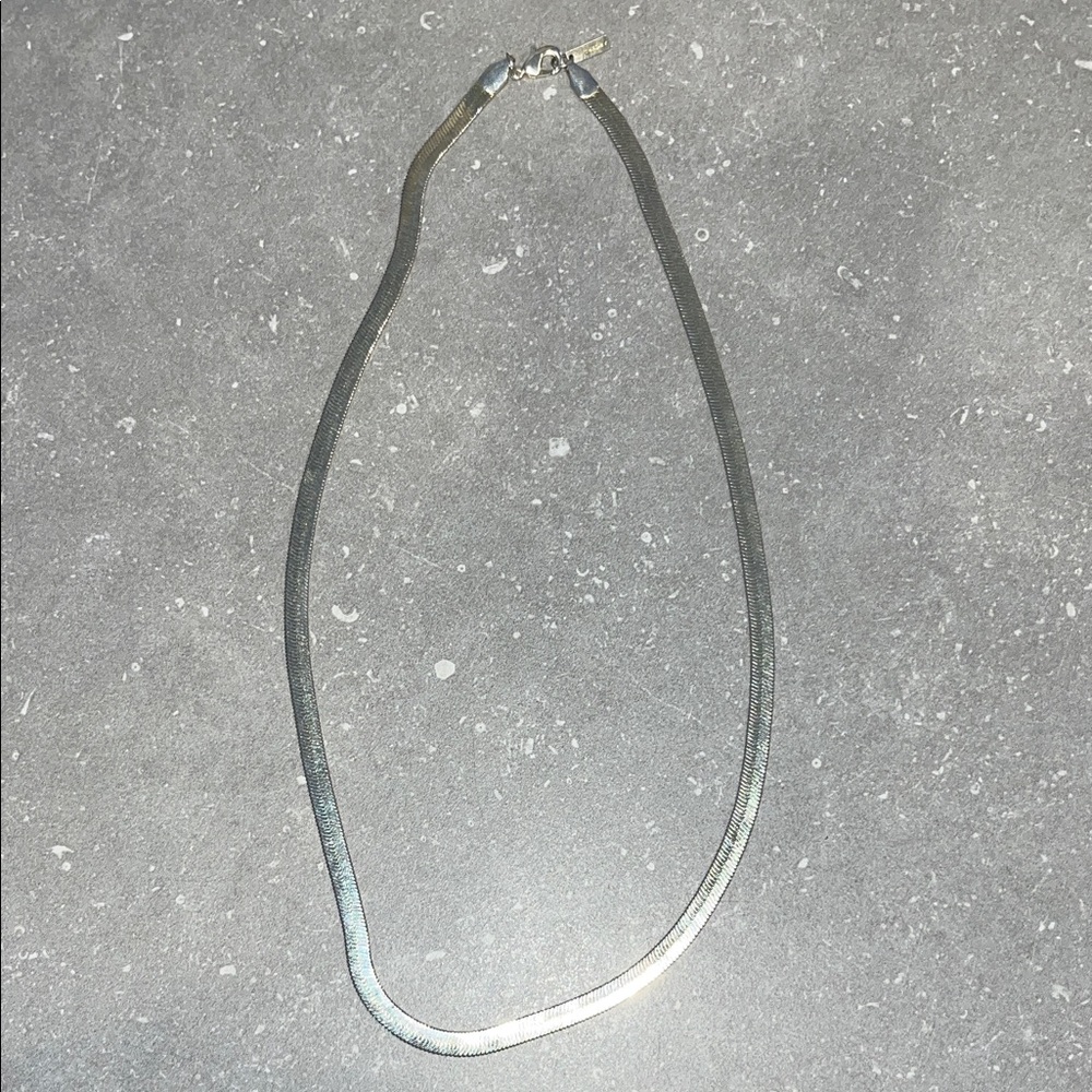 Sterling Silver Herringbone Necklace - Sleek Silver Women's Necklace